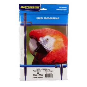 Papel Glossy Gramatura 135 (pacote com 50 folhas) - Impressoras á Jato de Tinta